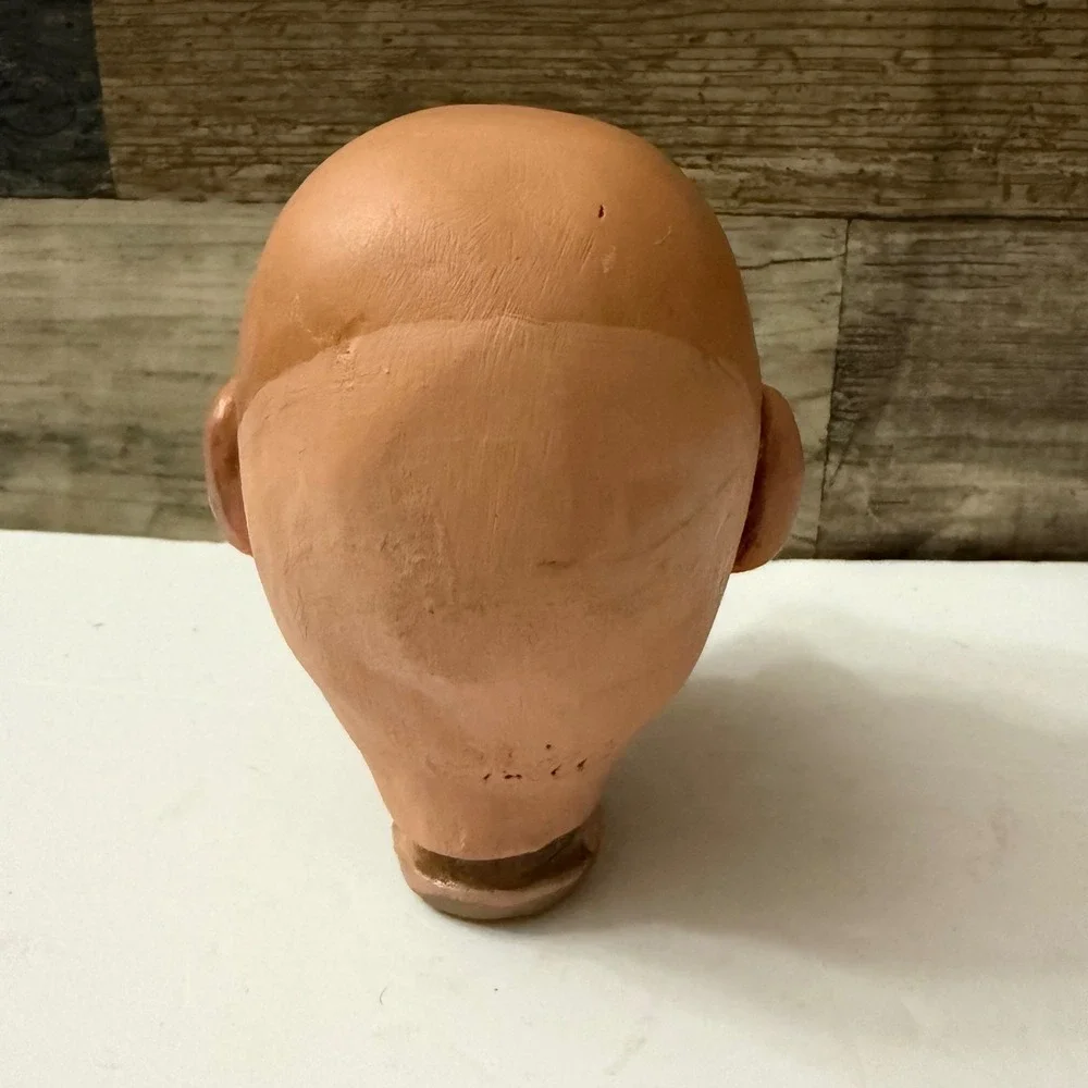 Phillips Signed Clay Doll Head Glass Eyes Belga Handcrafted Folk Art Puppet